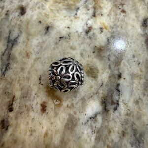 Floral Silver Charm Bead fits Pandora Bracelets